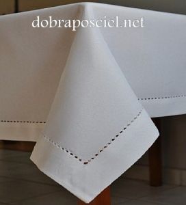 Obrus lnianopodobny z mereżką 120/220 Biały